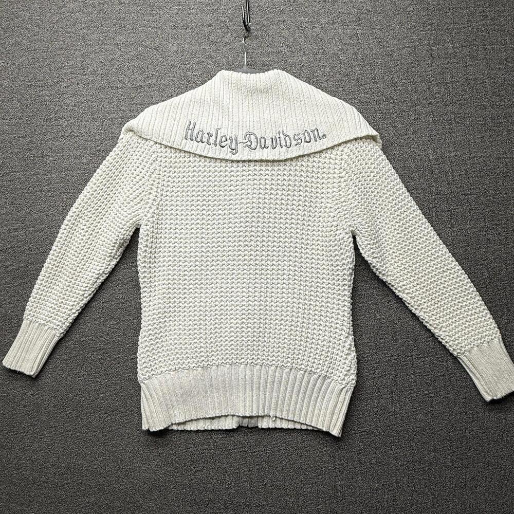 Harley Davidson Women’s L Embroidered Cream Knit Sweater - Picture 2 of 9